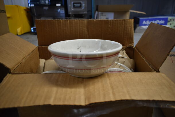 12 BRAND NEW IN BOX! White Ceramic Bowls w/ Red Lines. 12 Times Your Bid! - Image 2 of 3