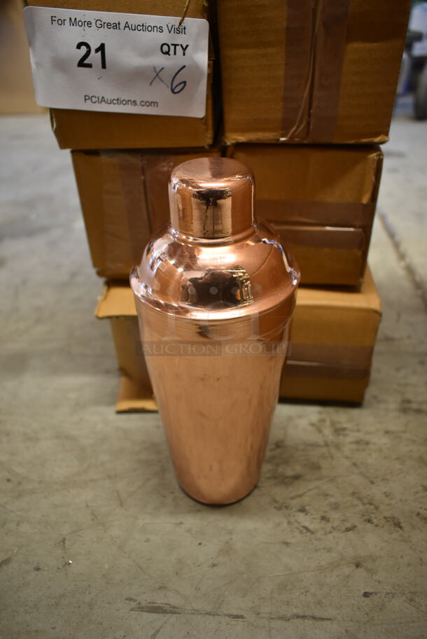 6 BRAND NEW IN BOX! Metal Copper Colored Mixing Cups w/ Lid. 6 Times Your Bid! - Image 2 of 3