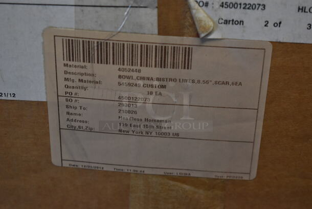 3 Boxes of 18 BRAND NEW! 8.5" White Ceramic Bowls w/ Red Lines. 3 Times Your Bid! - Image 3 of 5