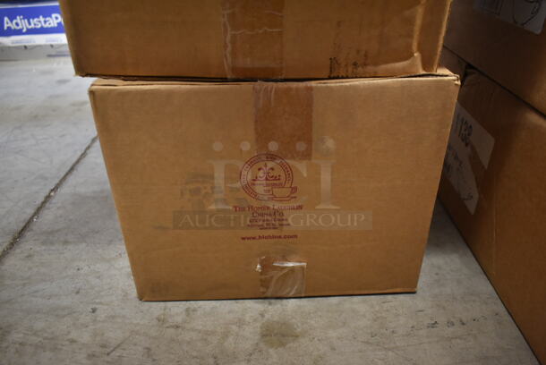 2 Boxes of 12 BRAND NEW! White Ceramic Oval Plates w/ Red Pattern on Rim. 2 Times Your Bid! - Image 3 of 5