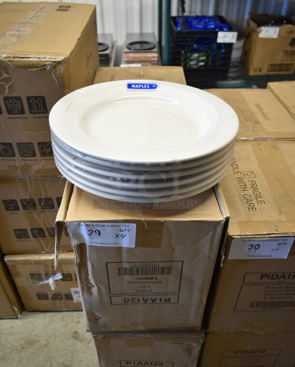 4 Boxes of 12 BRAND NEW! Tuxton PIAA120 12" White Ceramic Plates. 4 Times Your Bid! - Image 1 of 5