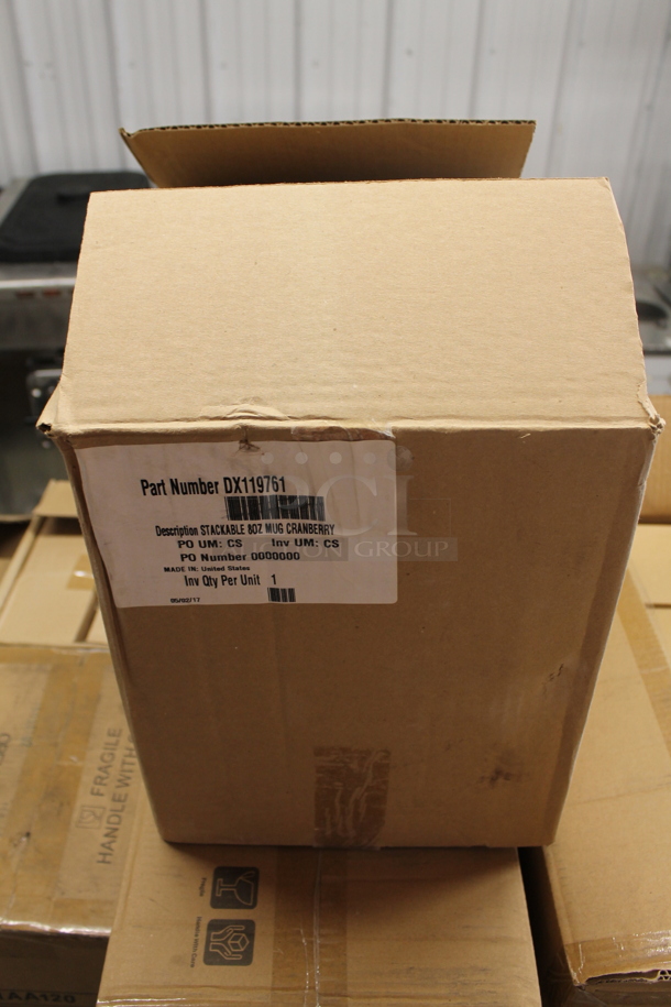 Box of 24 BRAND NEW! Poly Cranberry Stackable Mugs. - Image 2 of 4