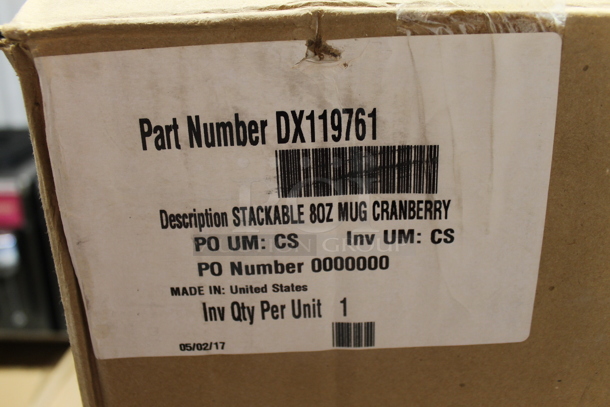 Box of 24 BRAND NEW! Poly Cranberry Stackable Mugs. - Image 3 of 4