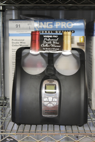 BRAND NEW IN BOX! Waring Pro PC200 Metal Countertop Double Wine Bottle Chiller Warmer. Tested and Working!