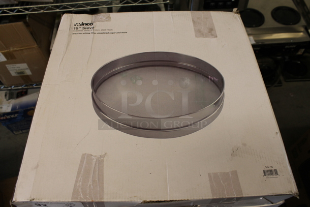 5 BRAND NEW IN BOX! Winco Stainless Steel Round 16" Sieve. 5 Times Your Bid! - Image 3 of 4
