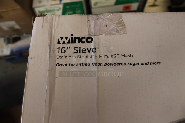 5 BRAND NEW IN BOX! Winco Stainless Steel Round 16" Sieve. 5 Times Your Bid! - Image 4 of 4