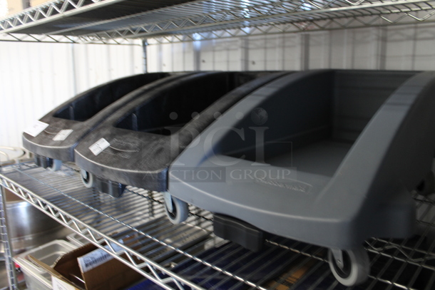 3 Rubbermaid Poly Slim Jim Trash Can Dolly on Commercial Casters; 2 Black and 1 Gray. 3 Times Your Bid! - Image 2 of 4