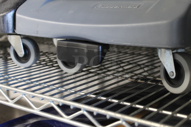 3 Rubbermaid Poly Slim Jim Trash Can Dolly on Commercial Casters; 2 Black and 1 Gray. 3 Times Your Bid! - Image 3 of 4