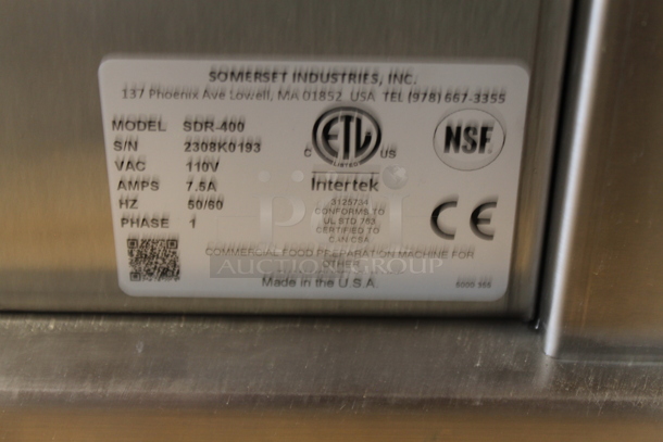 BRAND NEW SCRATCH AND DENT! 2023 Somerset SDR-400 Stainless Steel Commercial Countertop Stainless Steel Automatic or Manual Heavy Duty Dough Rounder. 110 Volts, 1 Phase. Tested and Does Not Power On - Image 5 of 10
