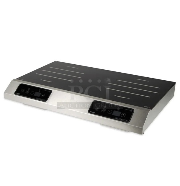 BRAND NEW SCRATCH AND DENT! Equipex G12-5000 Stainless Steel Commercial Countertop Electric Powered 2 Burner Induction Range. Stock Picture Used as Gallery. 208/240 Volts, 1 Phase. - Image 1 of 8