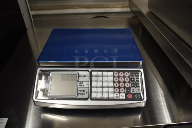 BRAND NEW SCRATCH AND DENT! San Jamar SCDG30LFT Stainless Steel Commercial Countertop 30 Pound Capacity Scale. Tested and Working! - Image 1 of 7
