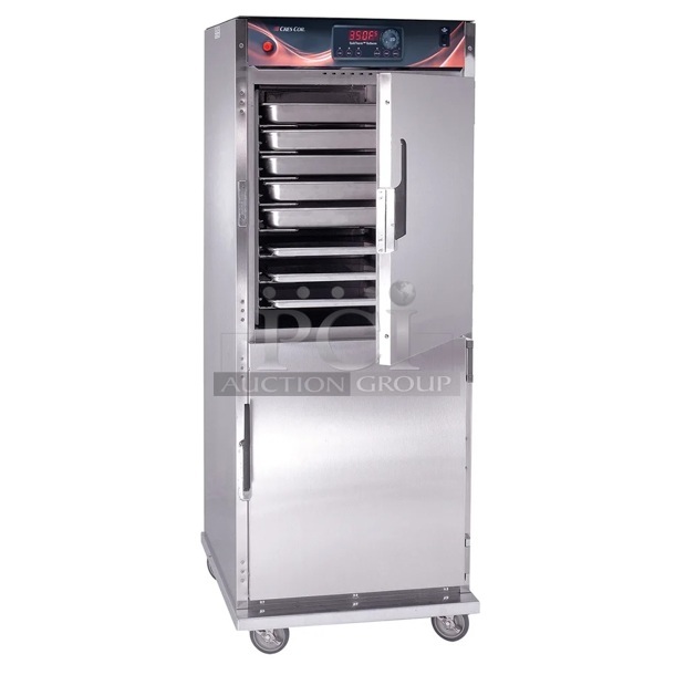 BRAND NEW! CresCor RO151FUA3502063 Quiktherm 350 Stainless Steel Commercial 2 Half Size Door 350 Degree Oven on Commercial Casters. 208 Volts, 3 Phase. Stock Pictures Used. - Image 1 of 8