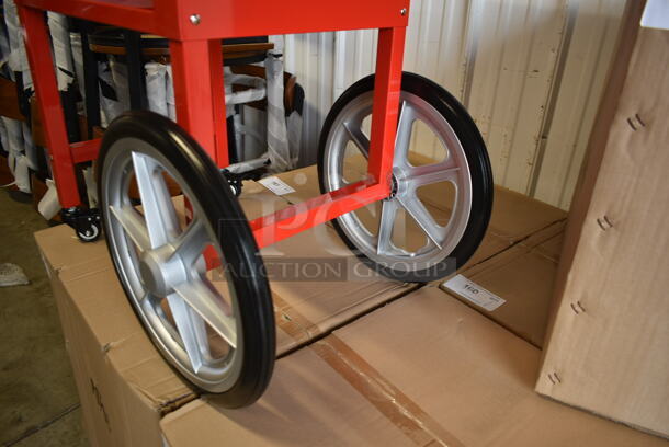 PALLET LOT of 12 BRAND NEW SCRATCH AND DENT! Red Metal Popcorn Machine Stand on Casters. Stock Picture - Cosmetic Condition May Vary.  12 Times Your Bid! - Image 4 of 9