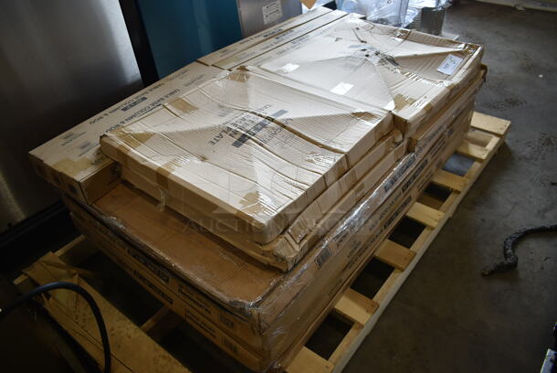 6 BRAND NEW IN BOX! Lancaster Table & Seating 3493048ANTWA Antique Walnut Solid Wood Live Edge 48"x30" Tabletops w/ 6 164TS1000 Cast Iron Table Base, 6 164TB3030 Base Plates and 6 25"x3" Table Base Column and Rod. Stock Picture Used as Gallery. 6 Times Your Bid! - Image 4 of 8