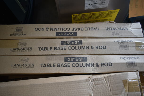 6 BRAND NEW IN BOX! Lancaster Table & Seating 3493048ANTWA Antique Walnut Solid Wood Live Edge 48"x30" Tabletops w/ 6 164TS1000 Cast Iron Table Base, 6 164TB3030 Base Plates and 6 25"x3" Table Base Column and Rod. Stock Picture Used as Gallery. 6 Times Your Bid! - Image 6 of 8