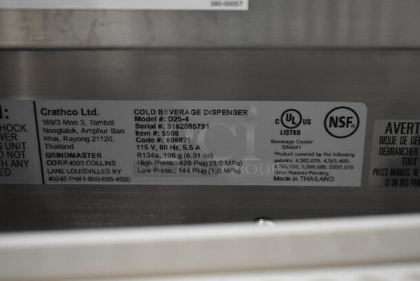 BRAND NEW SCRATCH AND DENT! Crathco Stainless Steel Commercial Countertop 2 Hopper Refrigerated Beverage Machine. Missing 1 Hopper. 115 Volts, 1 Phase. Tested and Working! - Image 5 of 5