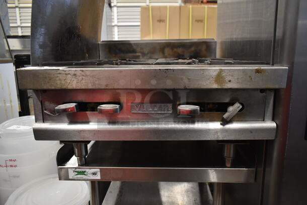 Vulcan Stainless Steel Commercial Countertop Natural Gas Powered 4 Burner Range w/ Left Side Splash Guard on Regency 600ES2424S Stainless Steel Equipment Stand w/ Under Shelf. - Image 3 of 7