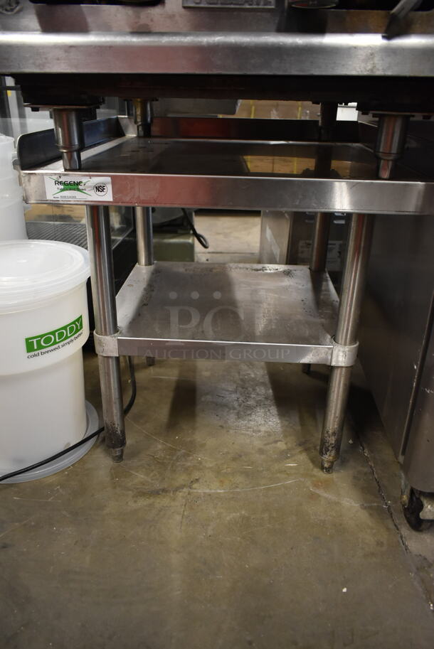 Vulcan Stainless Steel Commercial Countertop Natural Gas Powered 4 Burner Range w/ Left Side Splash Guard on Regency 600ES2424S Stainless Steel Equipment Stand w/ Under Shelf. - Image 4 of 7