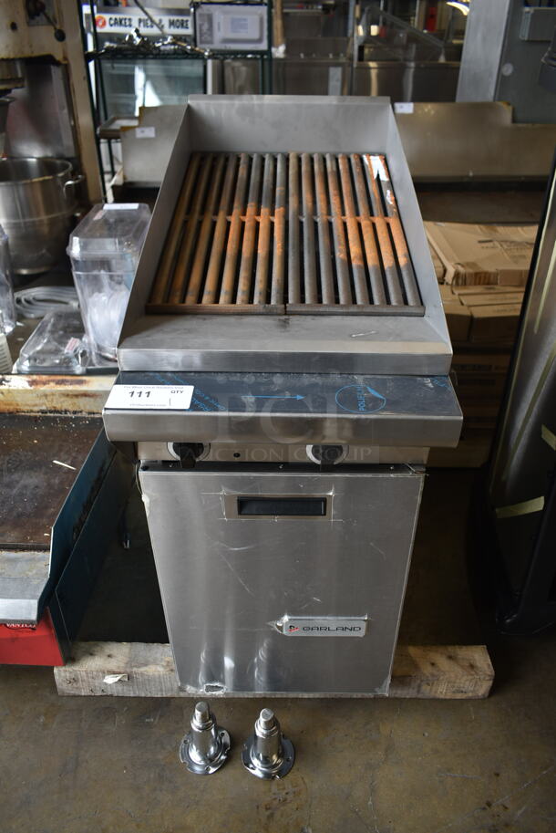 BRAND NEW SCRATCH AND DENT! Garland MST17BE Stainless Steel Commercial Floor Style Natural Gas Powered Charbroiler Grill.  - Image 1 of 6