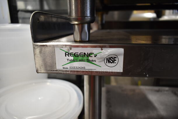 Vulcan Stainless Steel Commercial Countertop Natural Gas Powered 4 Burner Range w/ Left Side Splash Guard on Regency 600ES2424S Stainless Steel Equipment Stand w/ Under Shelf. - Image 5 of 7