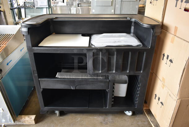BRAND NEW SCRATCH AND DENT! Black Poly Portable Bar on Commercial Casters. - Image 1 of 4