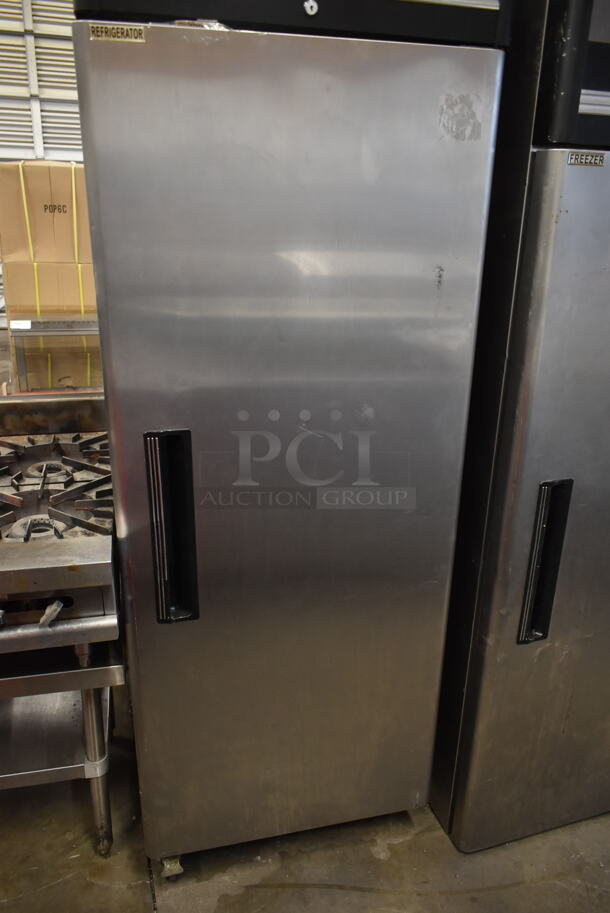 Maxx Cold MXCR-23FD Stainless Steel Commercial Single Door Reach In Cooler w/ Poly Coated Racks on Commercial Casters. 115 Volts, 1 Phase. Tested and Powers On But Does Not Get Cold - Image 3 of 8