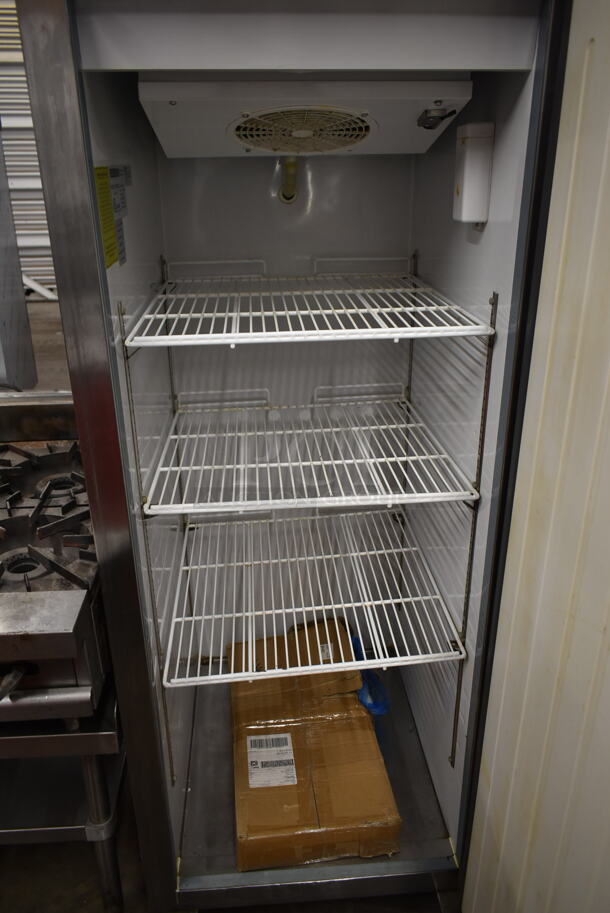Maxx Cold MXCR-23FD Stainless Steel Commercial Single Door Reach In Cooler w/ Poly Coated Racks on Commercial Casters. 115 Volts, 1 Phase. Tested and Powers On But Does Not Get Cold - Image 4 of 8