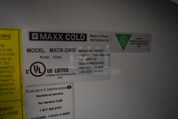 Maxx Cold MXCR-23FD Stainless Steel Commercial Single Door Reach In Cooler w/ Poly Coated Racks on Commercial Casters. 115 Volts, 1 Phase. Tested and Powers On But Does Not Get Cold - Image 6 of 8