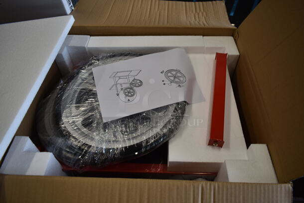 PALLET LOT of 12 BRAND NEW SCRATCH AND DENT! Red Metal Popcorn Machine Stand on Casters. Stock Picture - Cosmetic Condition May Vary.  12 Times Your Bid! - Image 7 of 9