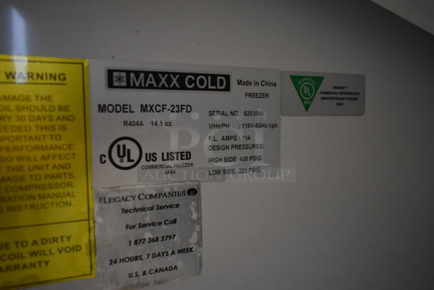 Maxx Cold MXCF-23FD Stainless Steel Commercial Single Door Reach In Freezer w/ Poly Coated Racks and Commercial Casters. 115 Volts, 1 Phase. Tested and Working! - Image 6 of 6