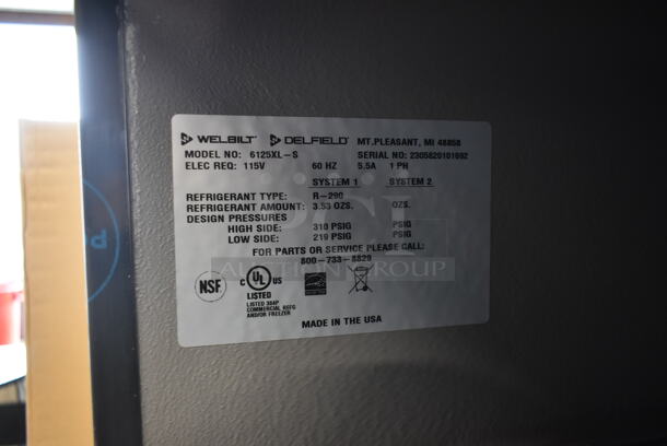 BRAND NEW SCRATCH AND DENT! 2023 Delfield 6125XL-S Stainless Steel Commercial Single Door Reach In Freezer w/ Poly Coated Racks. 115 Volts, 1 Phase. Tested and Working! - Image 5 of 6