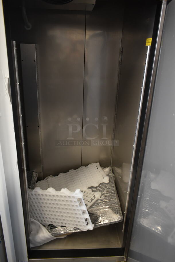 BRAND NEW SCRATCH AND DENT! 2023 Avantco 447AP49F Stainless Steel Commercial 2 Door Reach In Freezer w/ Poly Coated Racks . 115 Volts, 1 Phase. Tested and Working! - Image 7 of 9