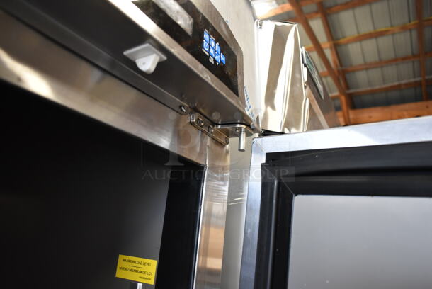 BRAND NEW SCRATCH AND DENT! 2023 Avantco 447AP49F Stainless Steel Commercial 2 Door Reach In Freezer w/ Poly Coated Racks . 115 Volts, 1 Phase. Tested and Working! - Image 8 of 9