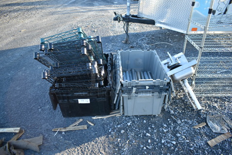 ALL ONE MONEY! Lot of Various Items Including Poly Bins and Wire Shelves.