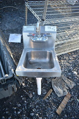 Krowne HS-9L Stainless Steel Commercial Single Bay Wall Mount Sink w/ Faucet and Handles.