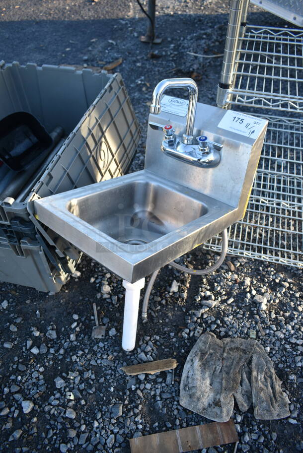 Krowne HS-9L Stainless Steel Commercial Single Bay Wall Mount Sink w/ Faucet and Handles. - Image 2 of 4