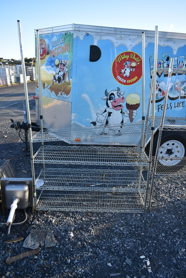 Chrome Finish 4 Tier Shelving Unit. BUYER MUST DISMANTLE. PCI CANNOT DISMANTLE FOR SHIPPING. PLEASE CONSIDER FREIGHT CHARGES. - Image 1 of 2