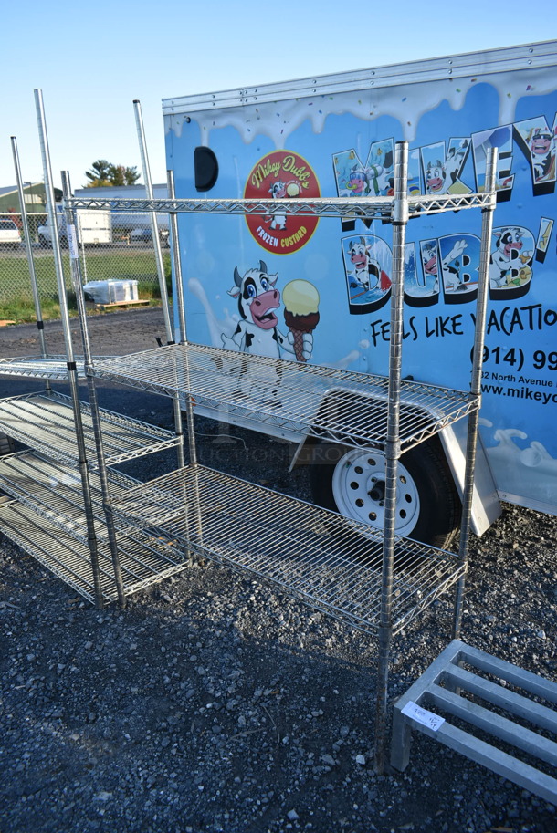 Chrome Finish 3 Tier Shelving Unit. BUYER MUST DISMANTLE. PCI CANNOT DISMANTLE FOR SHIPPING. PLEASE CONSIDER FREIGHT CHARGES. - Image 2 of 2