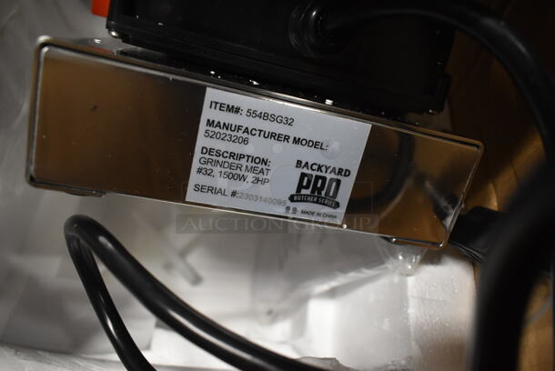 BRAND NEW SCRATCH AND DENT! 2023 Backyard Pro 52023206 Stainless Steel Commercial Countertop Meat Grinder. Stock Picture Used as Gallery. Tested and Working! - Image 8 of 10