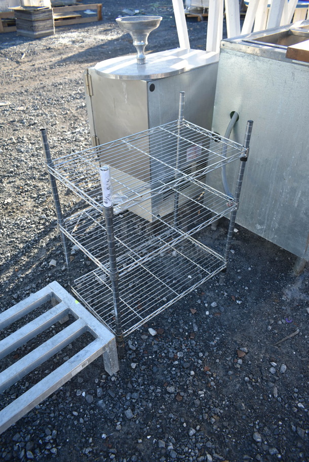 Chrome Finish 3 Tier Shelving Unit. BUYER MUST DISMANTLE. PCI CANNOT DISMANTLE FOR SHIPPING. PLEASE CONSIDER FREIGHT CHARGES. - Image 2 of 2