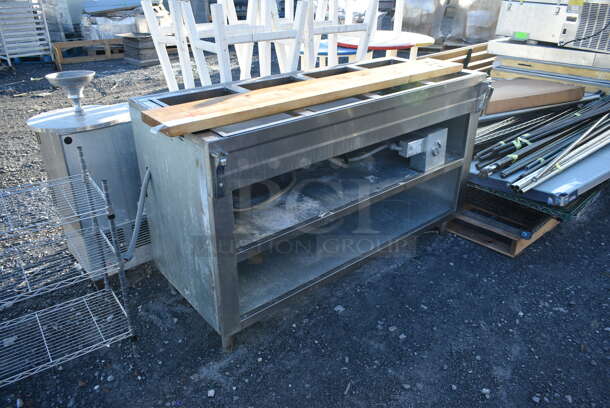 Stainless Steel Commercial 4 Bay Steam Table w/ Butcher Block Cutting Board and 2 Under Shelves. - Image 2 of 5