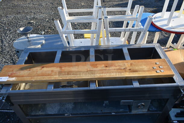 Stainless Steel Commercial 4 Bay Steam Table w/ Butcher Block Cutting Board and 2 Under Shelves. - Image 4 of 5