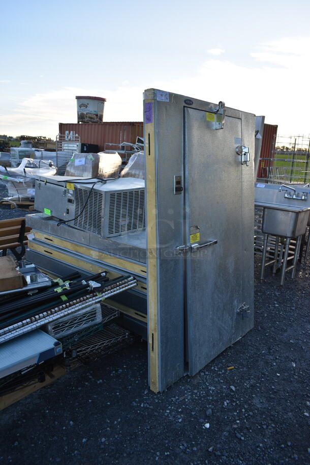 6'x6'x6' Norlake SELF CONTAINED Walk In Cooler Box w/ Norlake CPB05DC-A 115 Volt, 1 Phase Compressor and Copeland M4EF-0058-IAA-278 Compressor. Picture of the Unit Before Removal Is Included In the Listing.
 - Image 3 of 9
