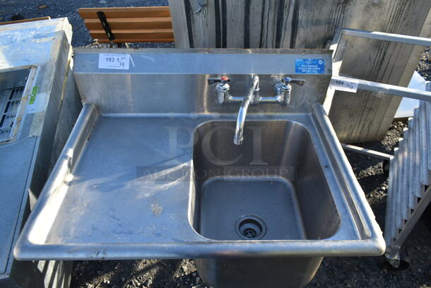 Stainless Steel Commercial Single Bay Sink w/ Left Side Drain Board, Faucet and Handles. Bay 16x20. Drain Board 14x22 - Image 2 of 3