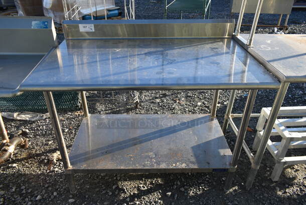 Stainless Steel Commercial Table w/ Back Splash and Under Shelf. - Image 1 of 3