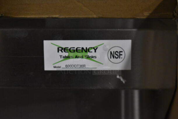 BRAND NEW SCRATCH AND DENT! Regency 600DDT36R Stainless Steel Commercial Right Side Dirty Side Dishwasher Table - Image 4 of 6