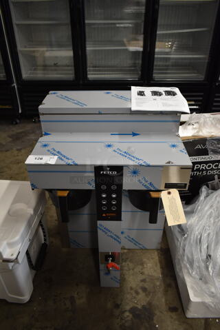 BRAND NEW SCRATCH AND DENT! Fetco CBS-1252 Stainless Steel Commercial Countertop Coffee Machine w/ Hot Water Dispenser and 2 Poly Brew Baskets. 208-240 Volts, 1 Phase. Tested and Working!
