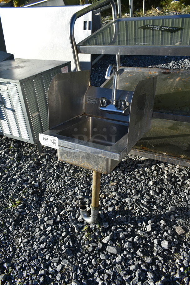 Stainless Steel Commercial Single Bay Wall Mount Sink w/ Dual Splash Guards, Faucet and Handles. - Image 2 of 3