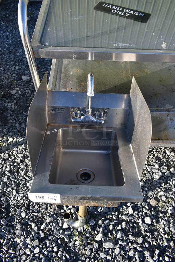 Stainless Steel Commercial Single Bay Wall Mount Sink w/ Dual Splash Guards, Faucet and Handles. - Image 3 of 3