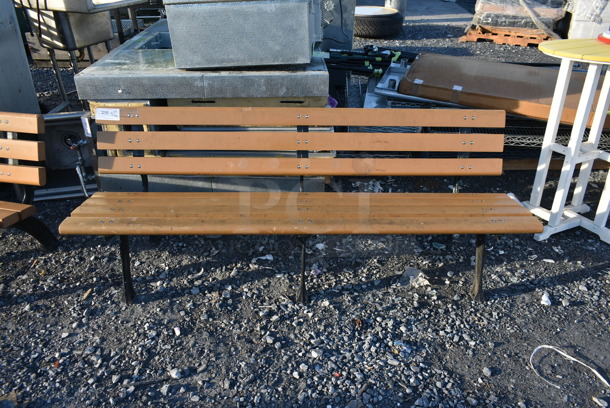 Wood Pattern Recycled Plastic Bench on Metal Frame. - Image 1 of 3